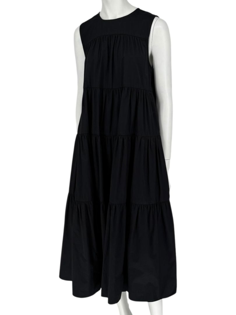 CO Essentials Black Tiered Sleeveless Midi Dress – Size M