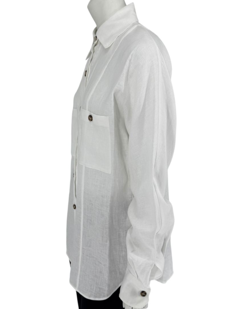 WOERA White Linen Button-Up Shirt – Size M