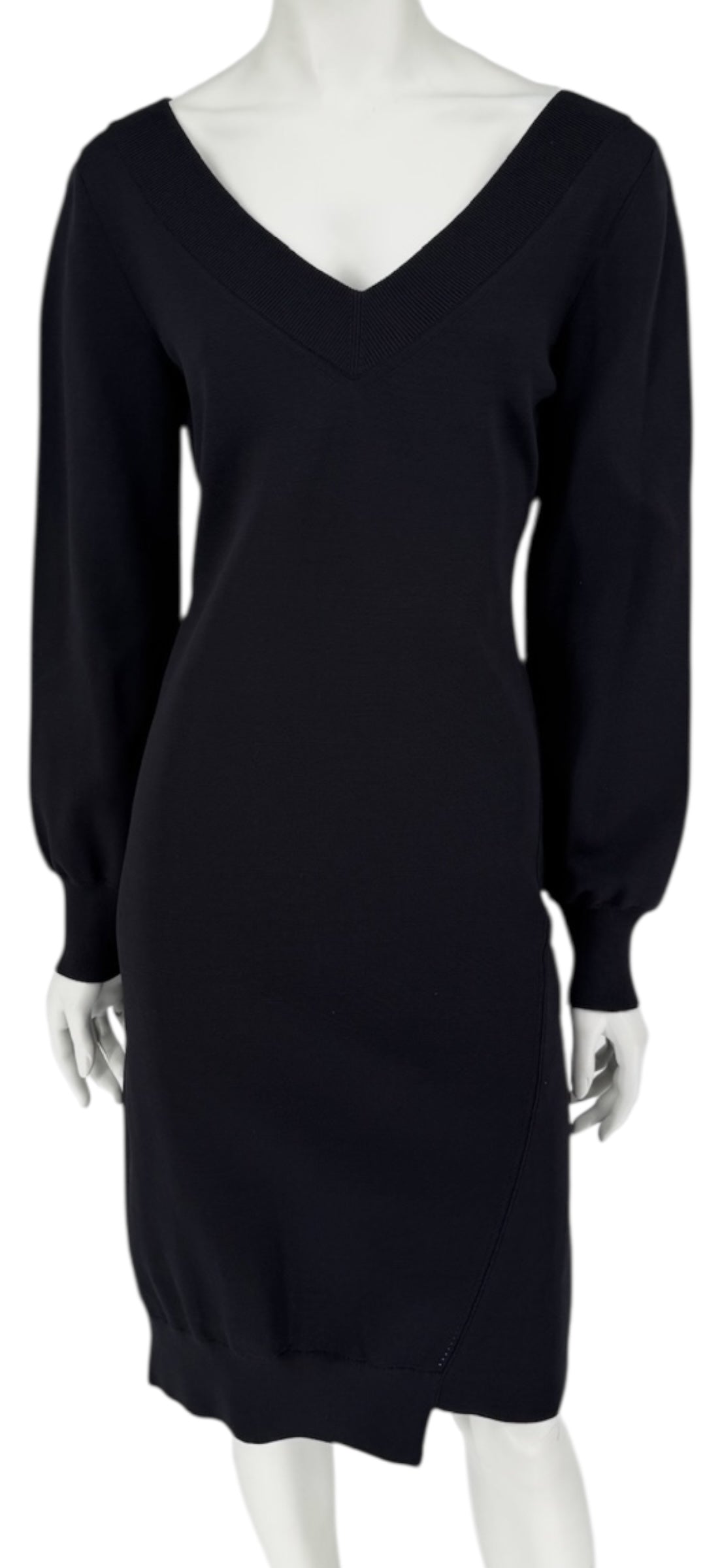 Burberry Black Knit V-Neck Dress – Size XL