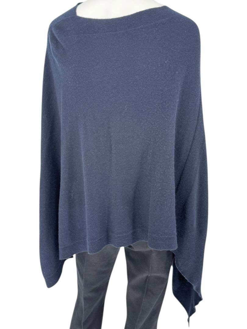 Tomas Maier Navy Blue 100% Cashmere Asymmetric Poncho Sweater – Size 2