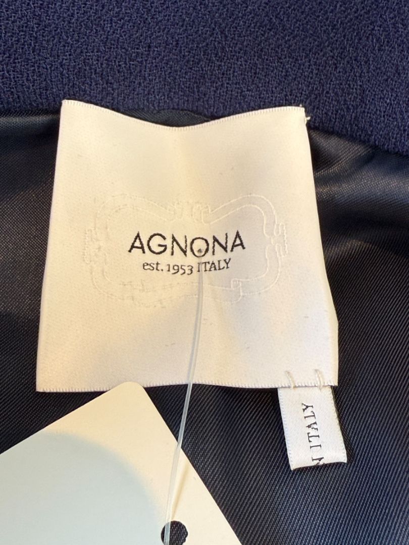 Agnona Navy Wool & Silk Hooded Longline Coat – Size IT 40