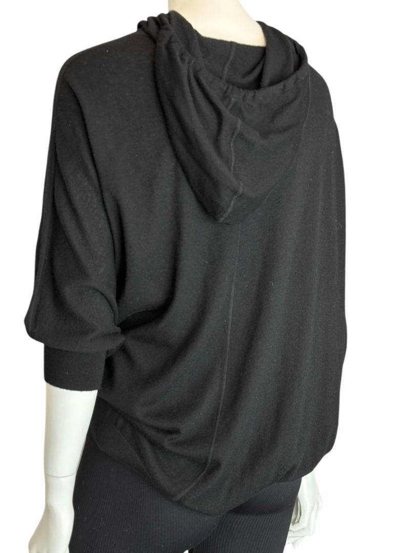 Donna Karan Charcoal Gray Cashmere Wool Silk Draped Cowl Sweater - Size M