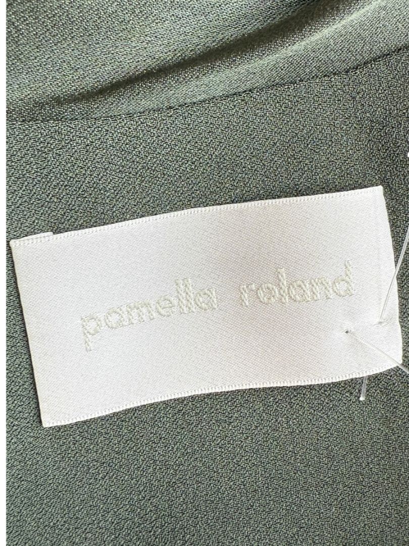 Pamella Roland Sage Green Tie-Neck Blouse – Large