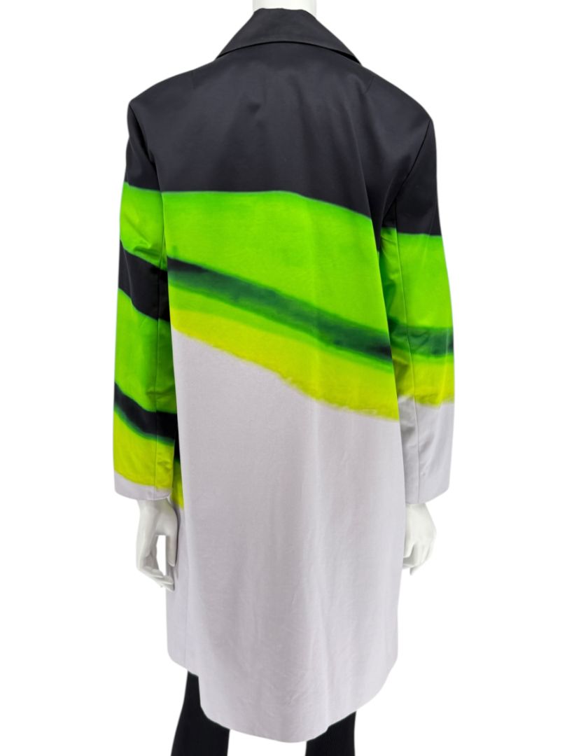 Dries Van Noten Black/Green Coat with Notched Lapels - FR 34