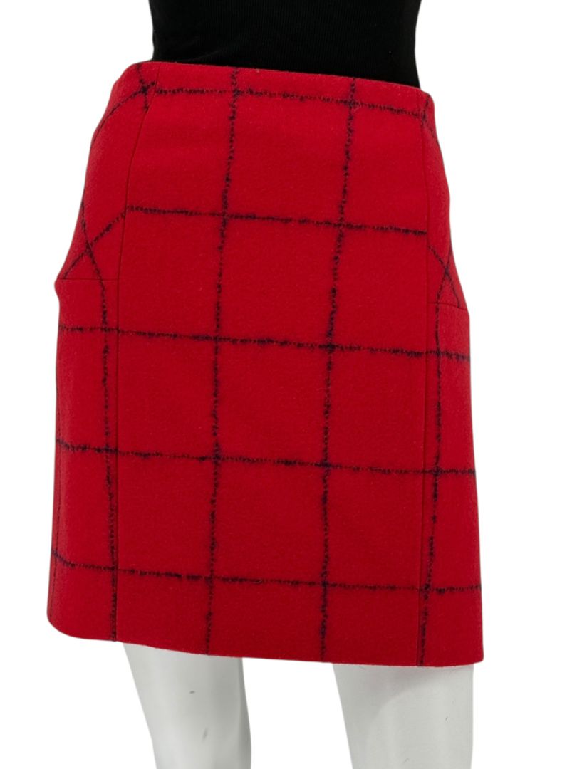 Christian Dior Red Wool Blend Windowpane Skirt – Size IT 46 (US 10)