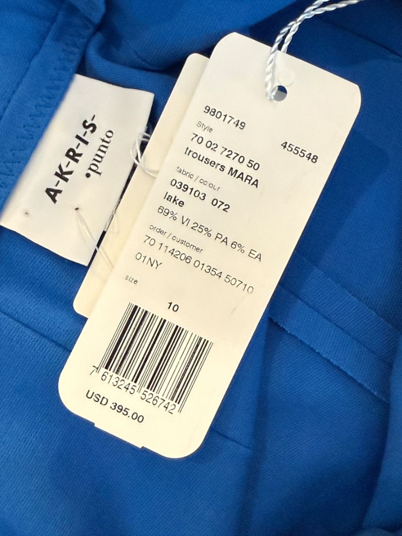 Akris Punto Lake Blue “Mara” Trousers – Size 10