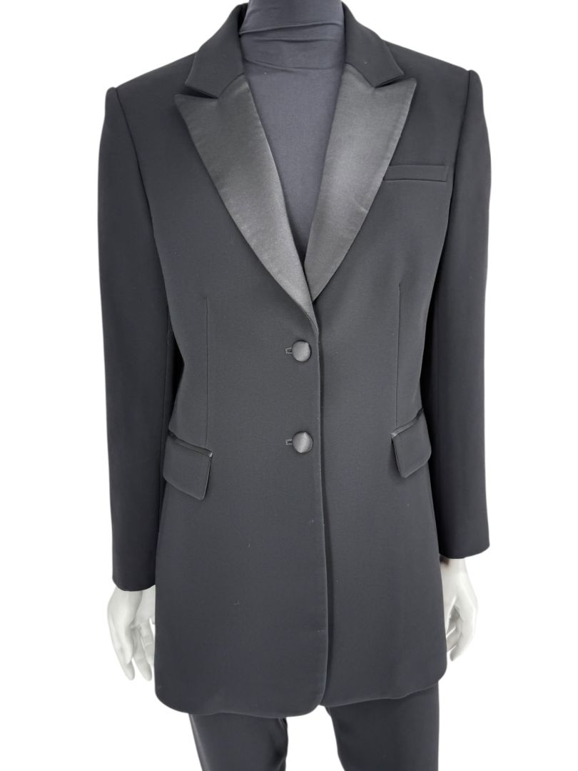 Altuzarra Black Satin-Lapel Tuxedo Blazer & Pants Set – Size IT 44 (US 10