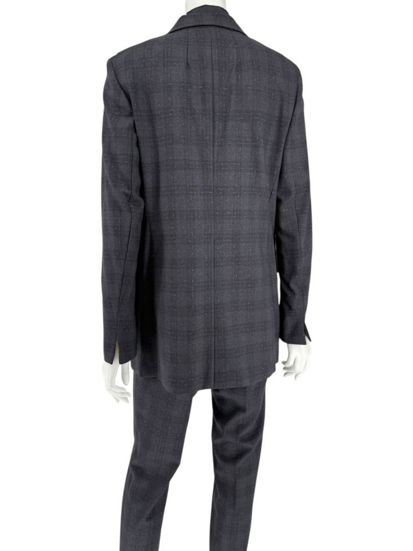 Akris Punto Grey Wool Suit with Purple Fleck Detailing – Size US 10
