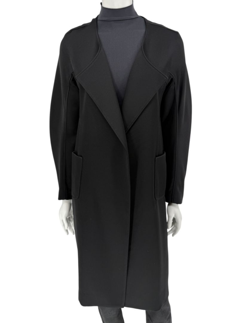 Pamella Roland Black Open-Front Longline Coat – Large