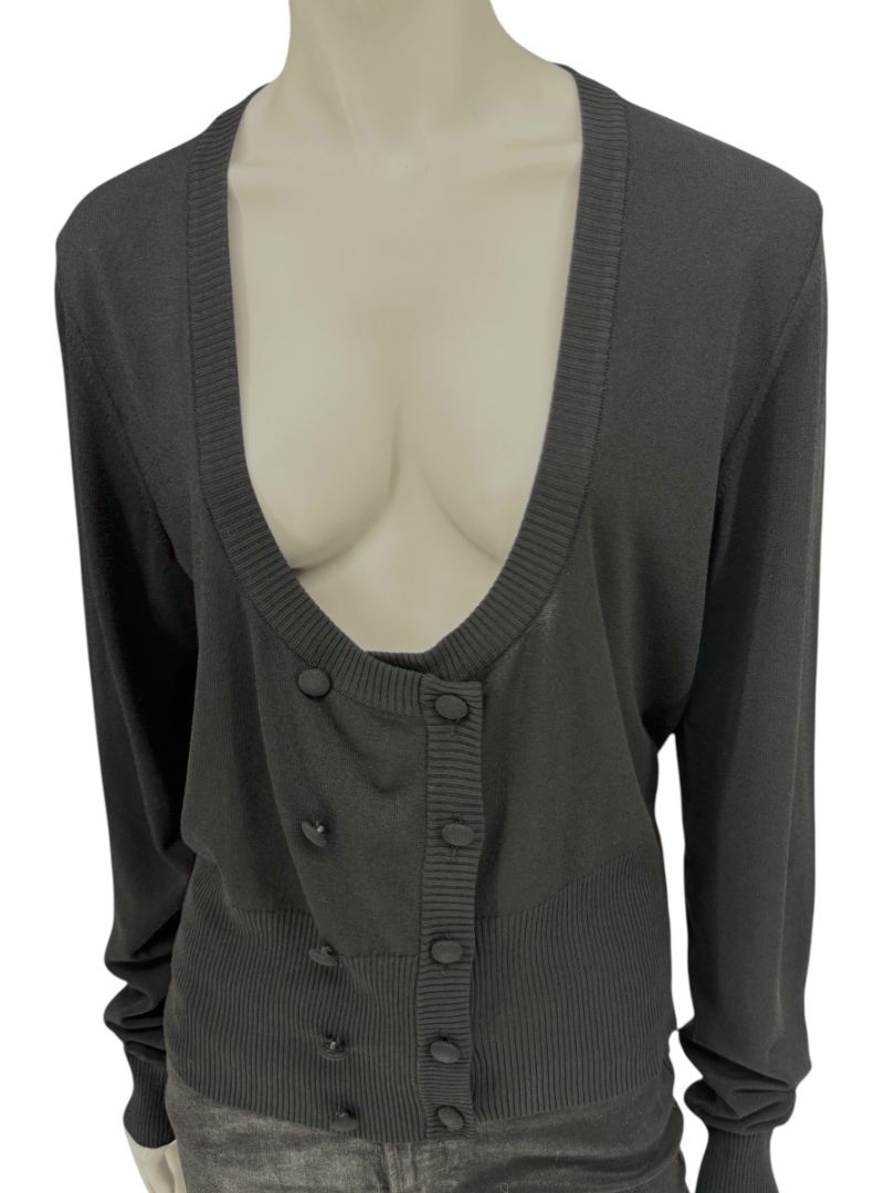 MaxMara Black Deep-V Cardigan – Size XL