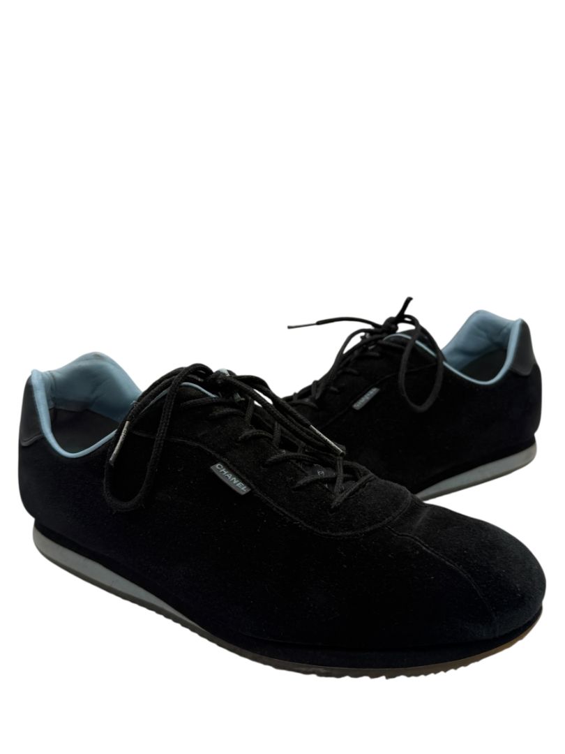 Chanel Black Suede Lace-Up Sneakers – Size 40