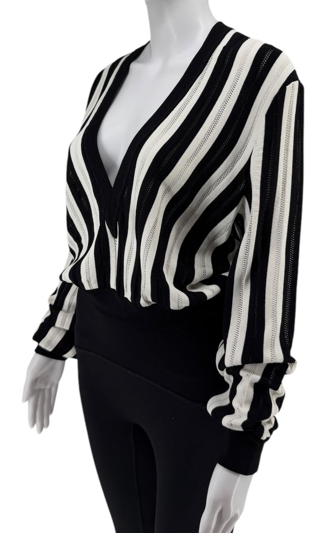 Givenchy Black & White Striped Knit Sweater – Size L