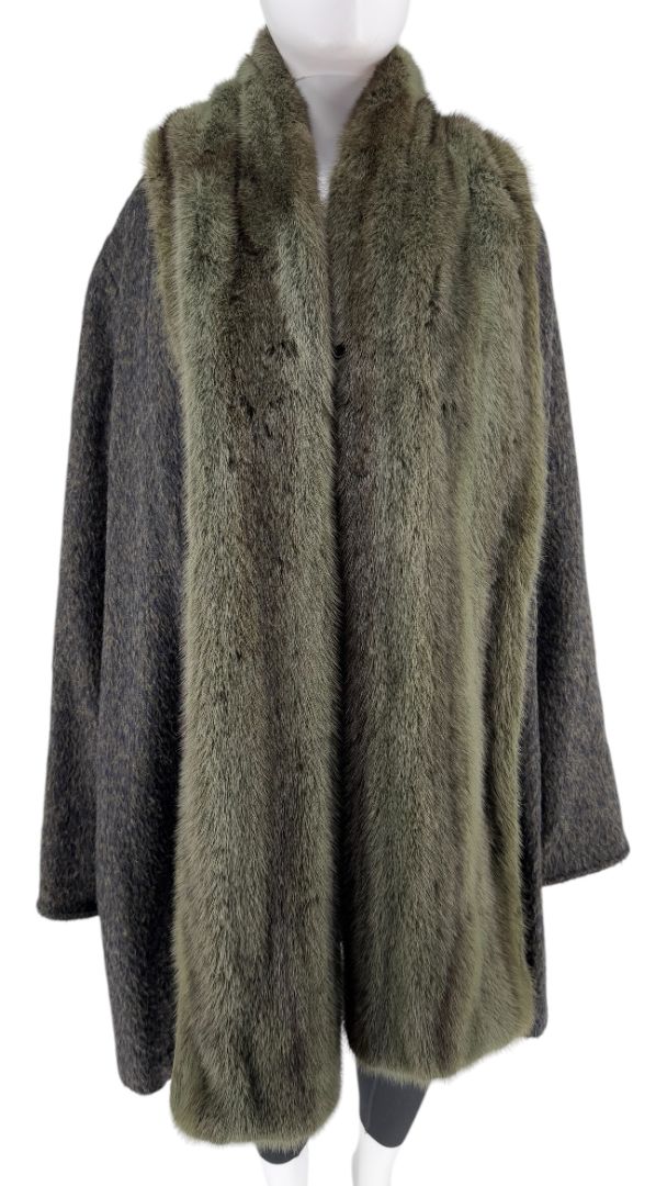 Jacobson’s Vintage Alpaca Swing Coat with Mink Fur Trim – Size 10