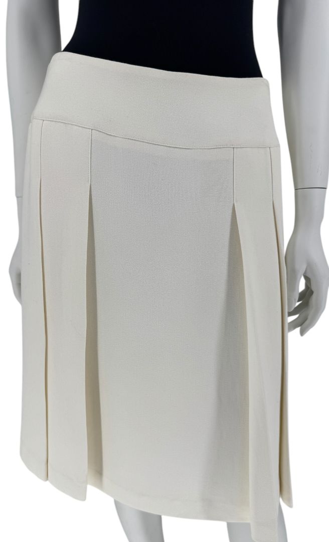 Anne Klein Ivory Pleated A-Line Skirt – Size 6