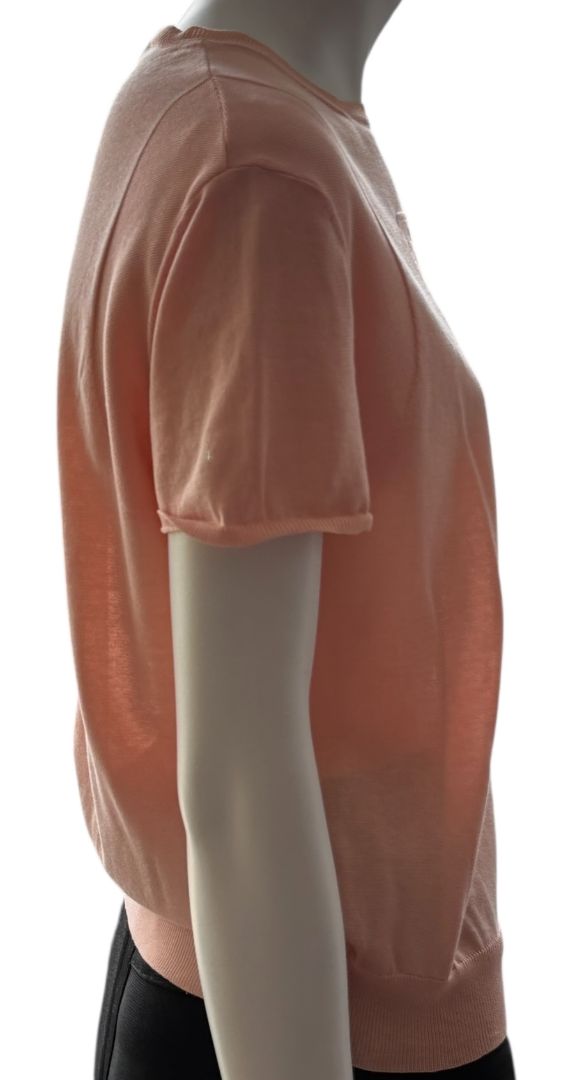 Chanel Peach Knit Logo Tee – Size FR 42 (US 8/10)