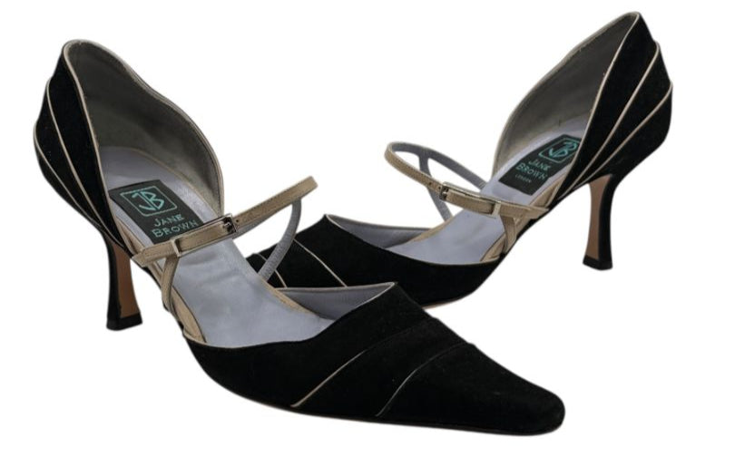 Jane Brown Two-Tone Suede & Leather Strappy Pumps – Size 40
