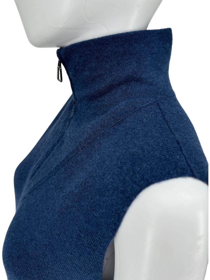 Akris Cashmere Knit Zip Dress in Navy – Size US 10 / FR 42
