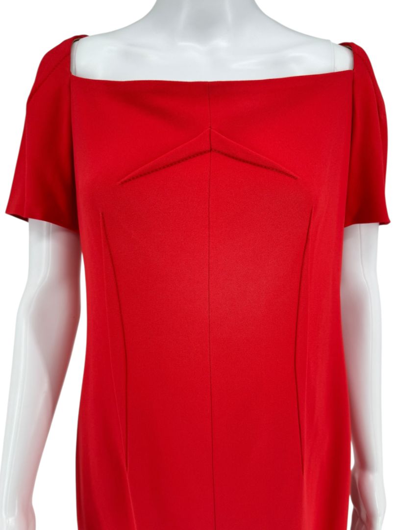 Pamella Roland Sculptural Red Cocktail Dress – Estimated Size 12