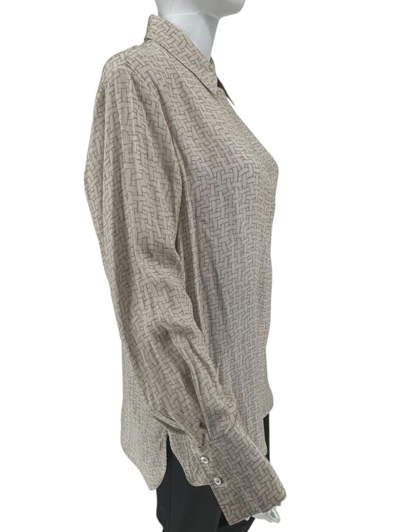 Kiton Woven Print Silk Blouse - L