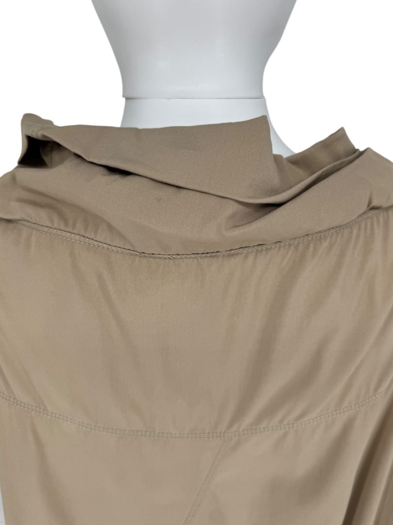 Brunello Cucinelli Taupe Cotton Sleeveless Cowl-Neck Dress - Size 8