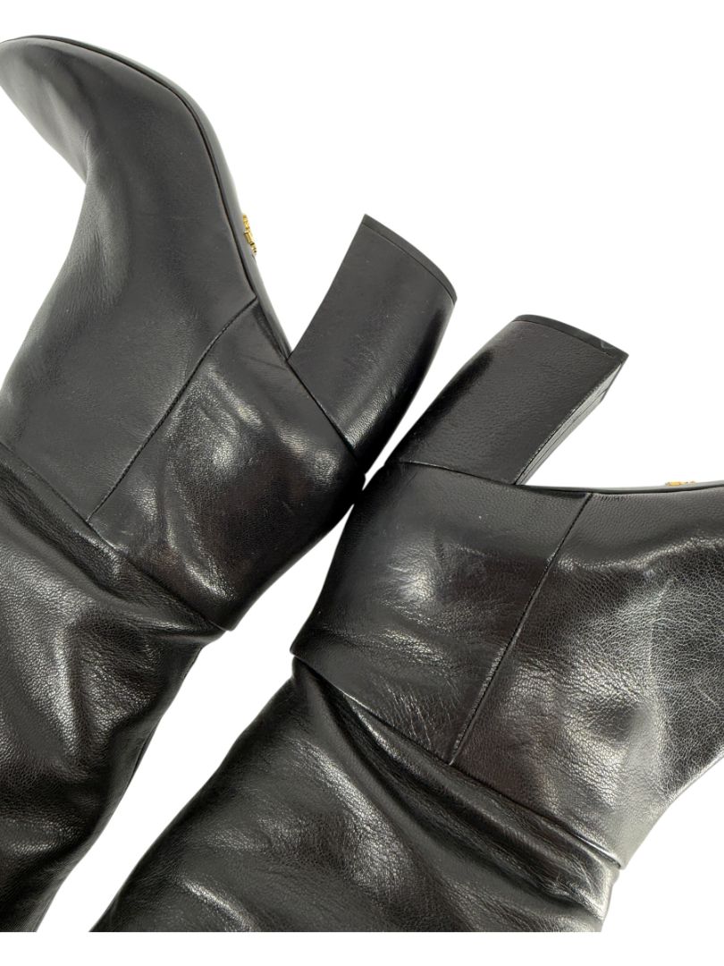 Prada Black Leather Knee-High Boots – Size 39.5