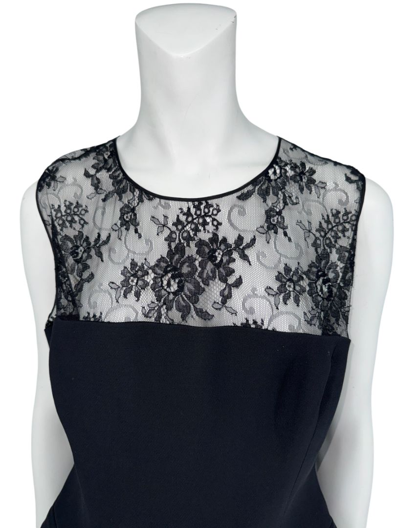 Christian Dior Black Lace-Trim Sleeveless Top – Size FR 44 (US 12)