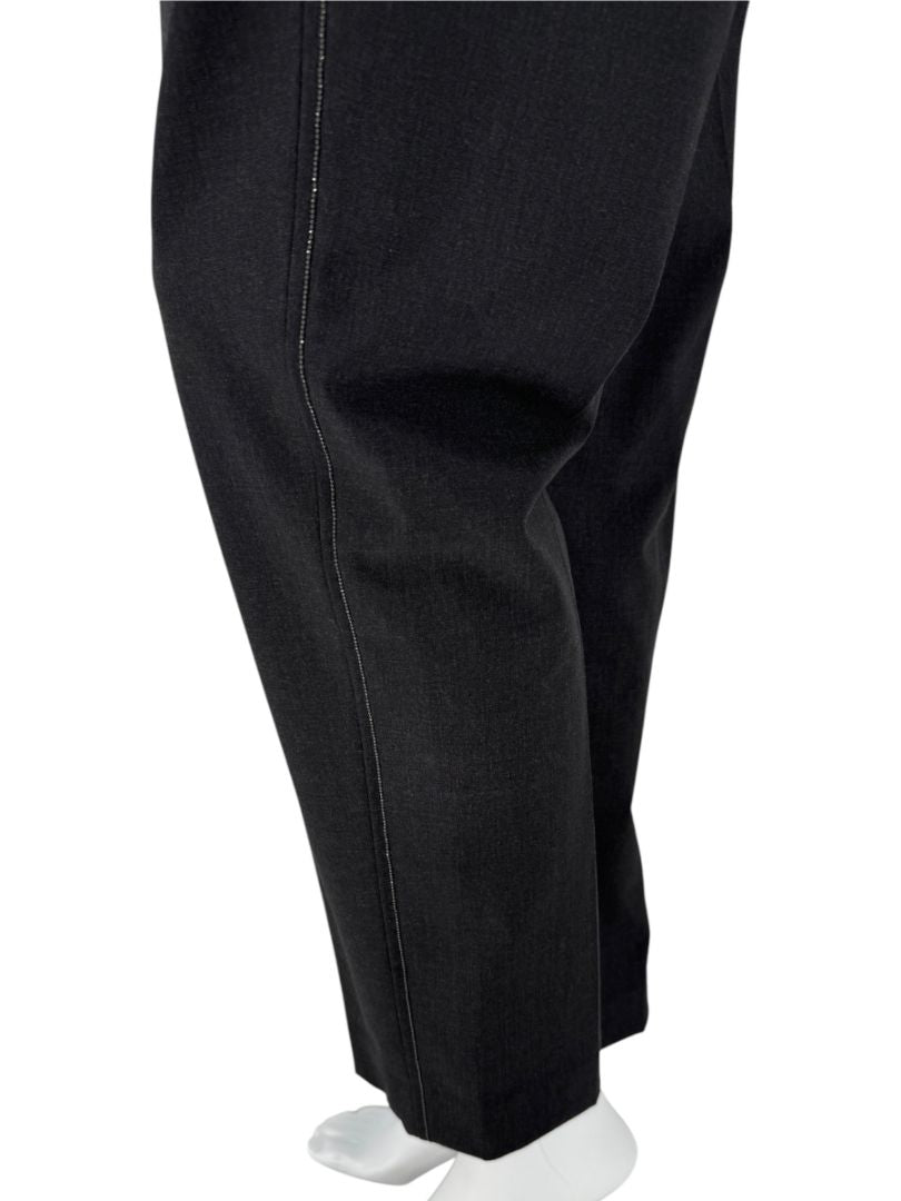 Brunello Cucinelli Charcoal Wool-Blend Elastic Waist Trousers – Size 8