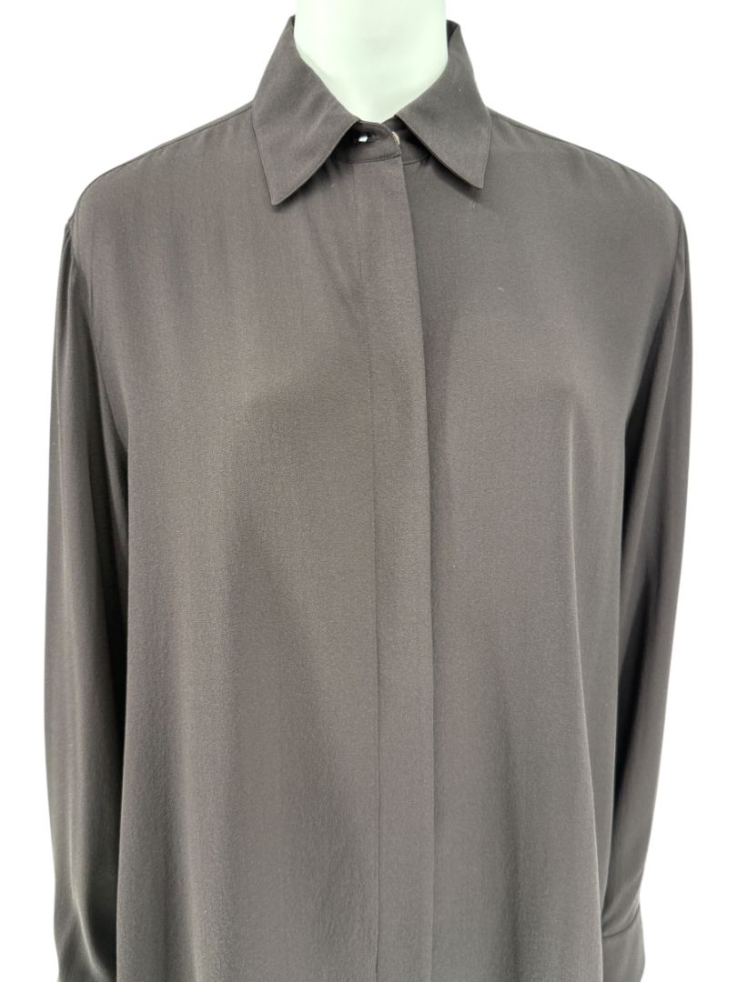The Row Black Silk Button-Front Shirt – Size XS