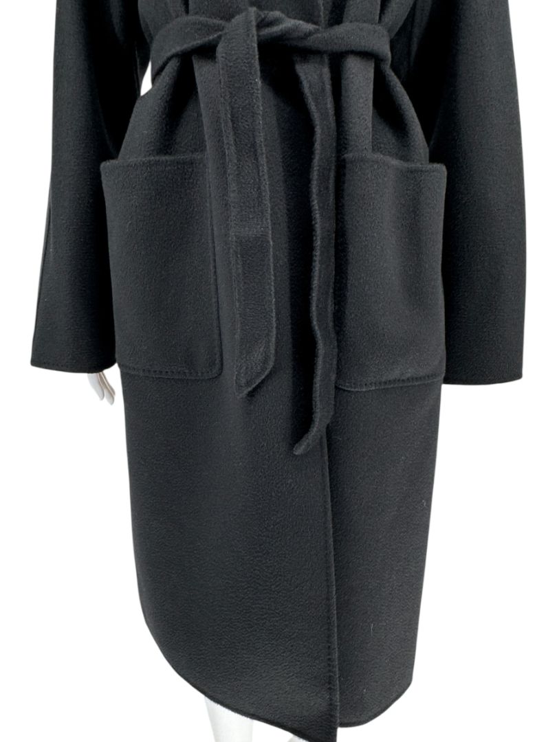 Max Mara ‘Manuela’ Belted Wrap Coat in Black – Size US 10 / IT 44