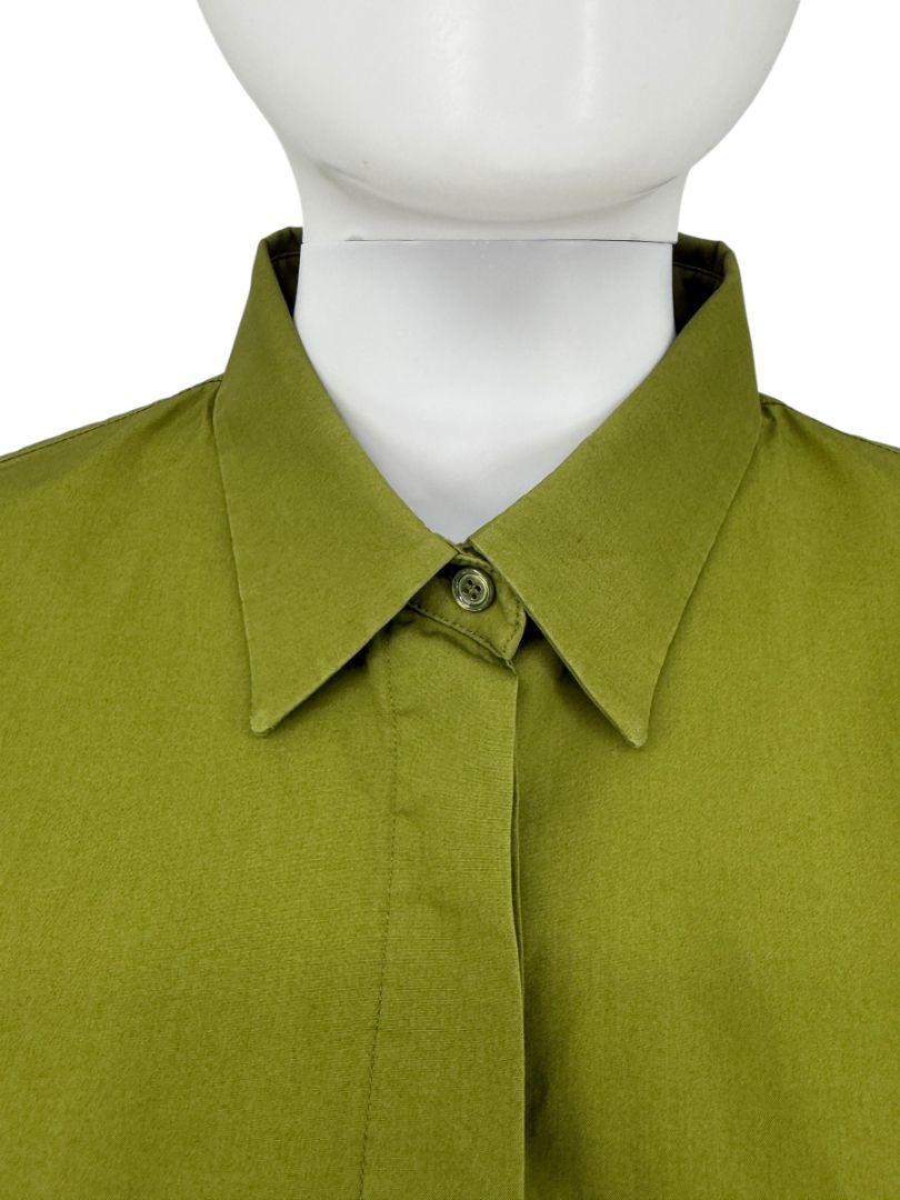 Max Mara Olive Green Cotton Poplin Tunic Shirt – Size IT 42 (US 6)
