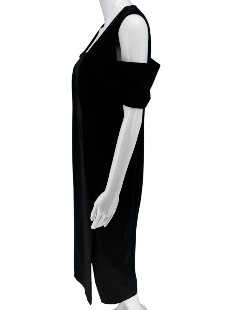 Akris Black Cold-Shoulder Silk-Blend Midi Dress – Size US 12