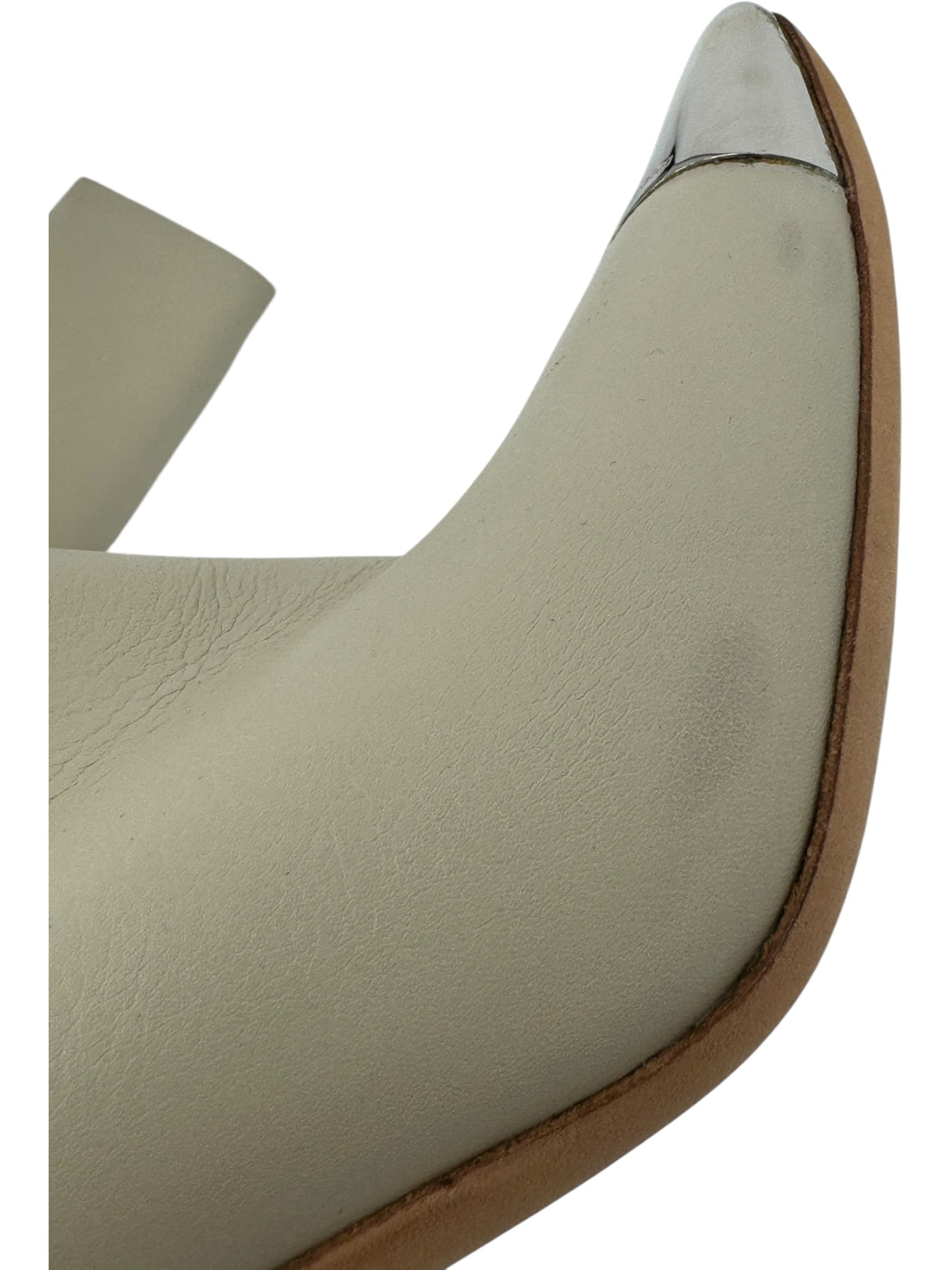 Louis Vuitton Ivory Leather Square-Toe Boots with Silver Cap – Size 39.5