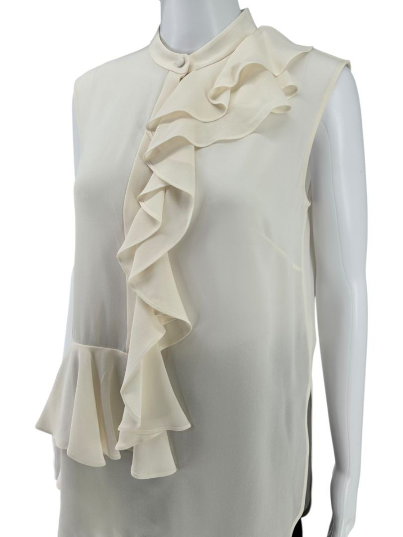 Alexander McQueen Ivory Silk Ruffle Blouse – Size IT 42