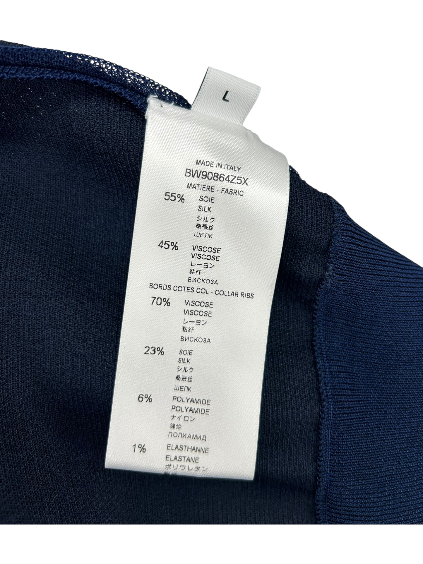 Givenchy Navy Draped Sleeve Silk-Blend Sweater – Size L