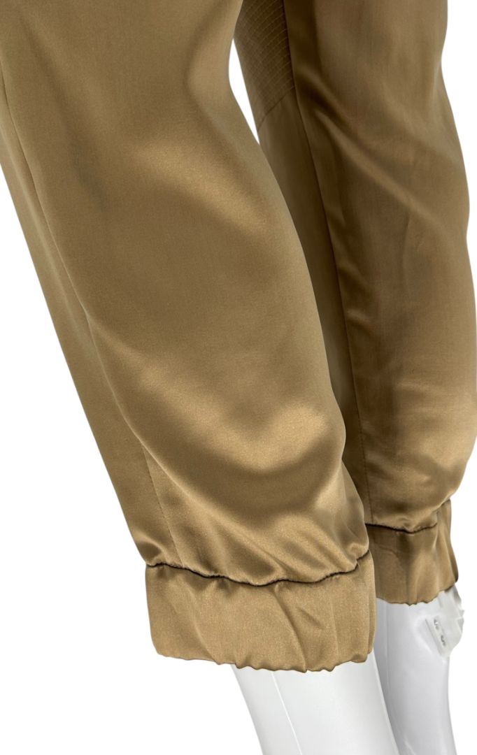 NWT Brunello Cucinelli Tan Silk Moto Jogger Pants – Size IT 44 / US 8