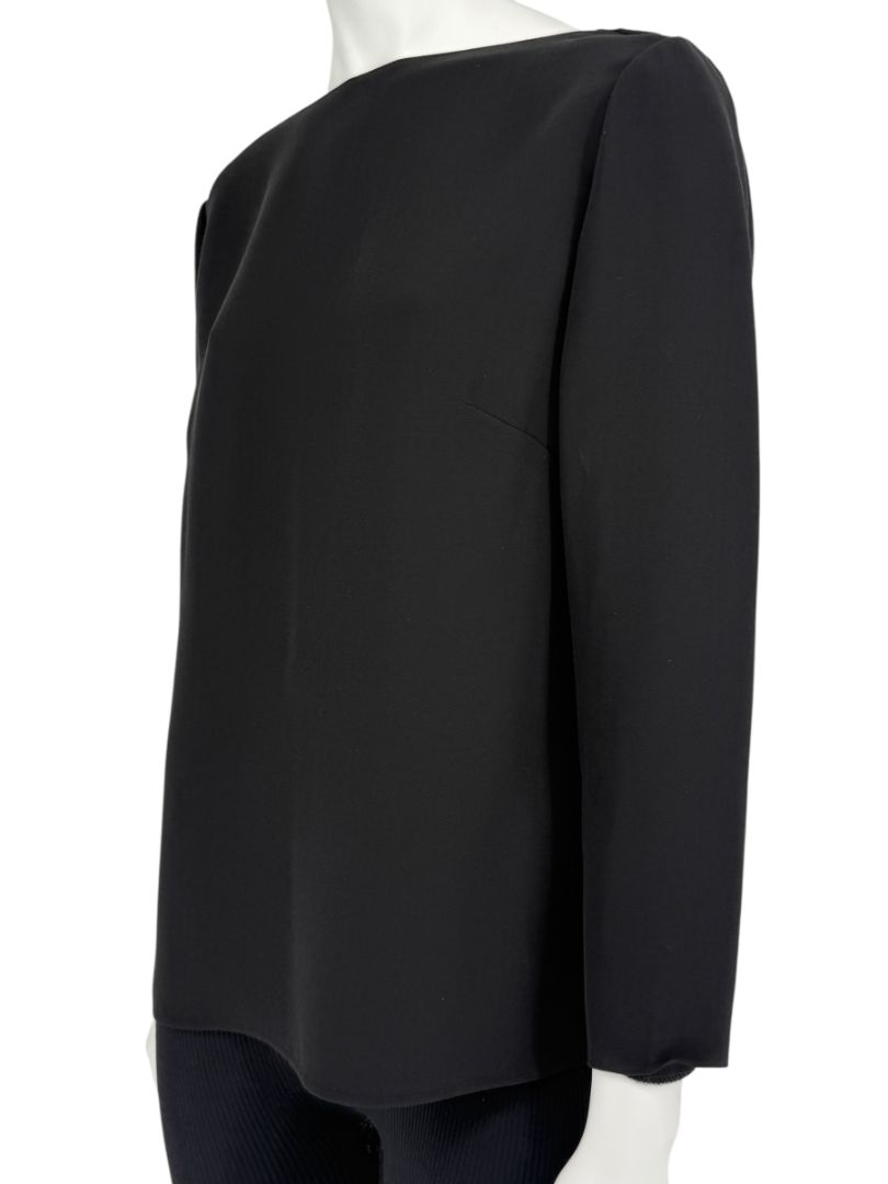 Valentino Black Draped Back Long Sleeve Blouse – Size 10 (IT 46)
