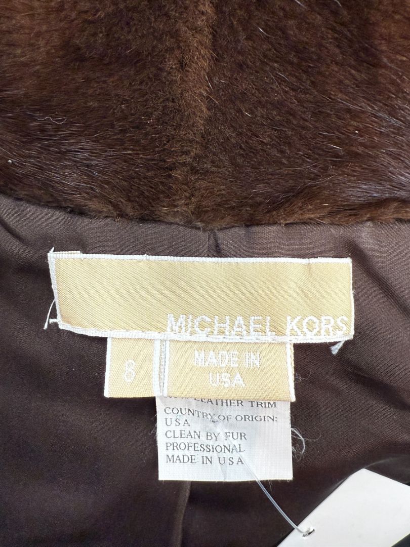 Michael Kors Chocolate Brown Mink Fur & Leather Bomber Jacket – Size 8