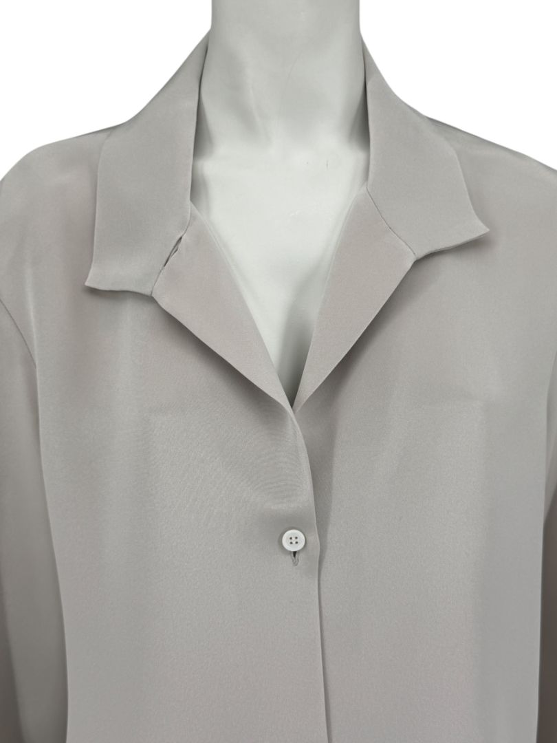 Peter Cohen Gray Silk Convertible Collar Blouse – Size L