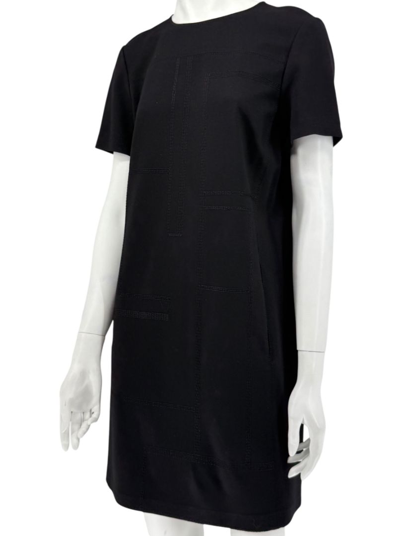 Lafayette 148 Black Textured Knit Shift Dress - Size M