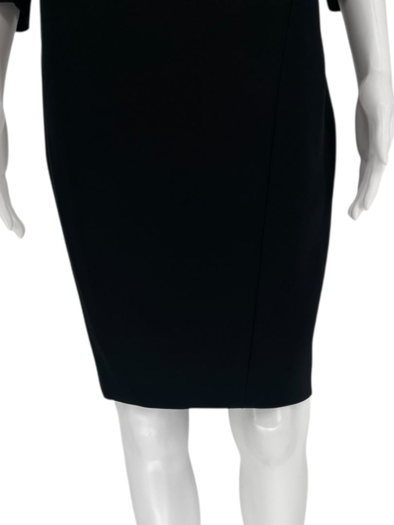 Pamella Roland Black Illusion Cutout Sheath Dress with Beaded Trim – Large