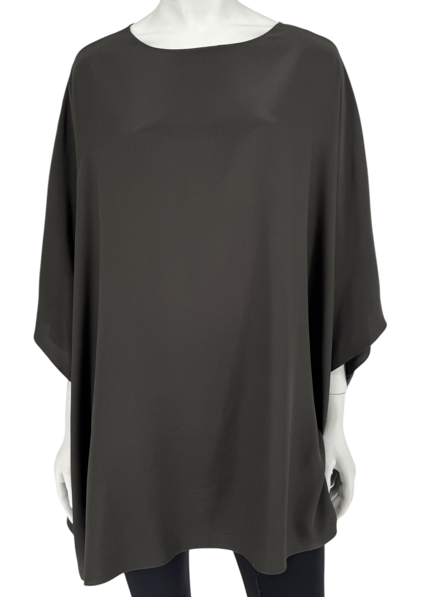 The Row Charcoal Grey Silk Oversized Tunic Blouse – Size M