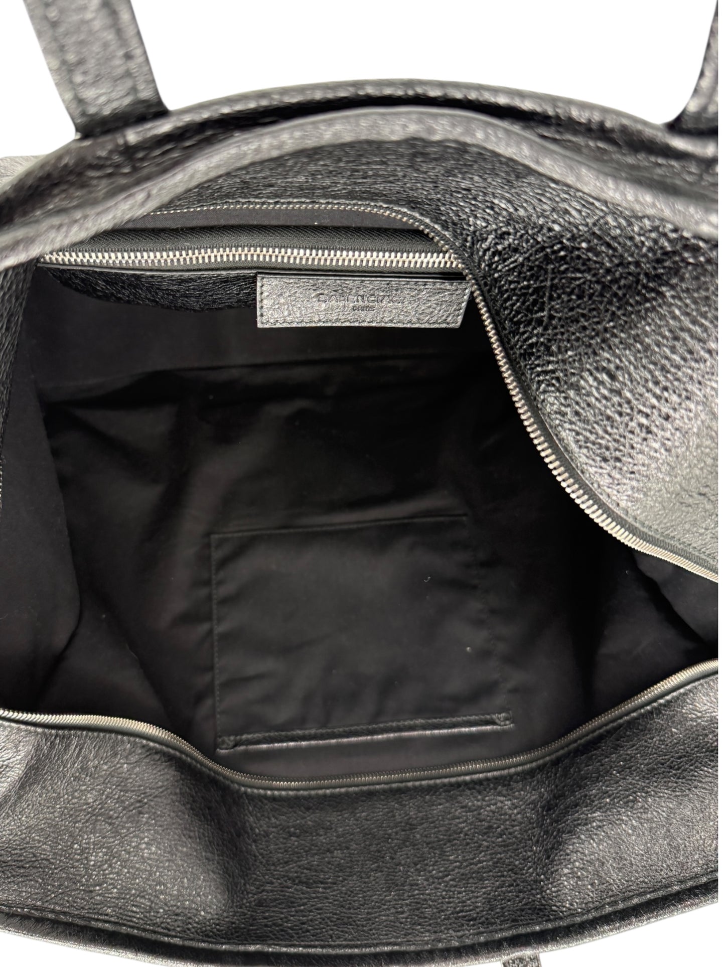 Balenciaga Black Arena Leather Bazar Shopper Tote Bag - XL