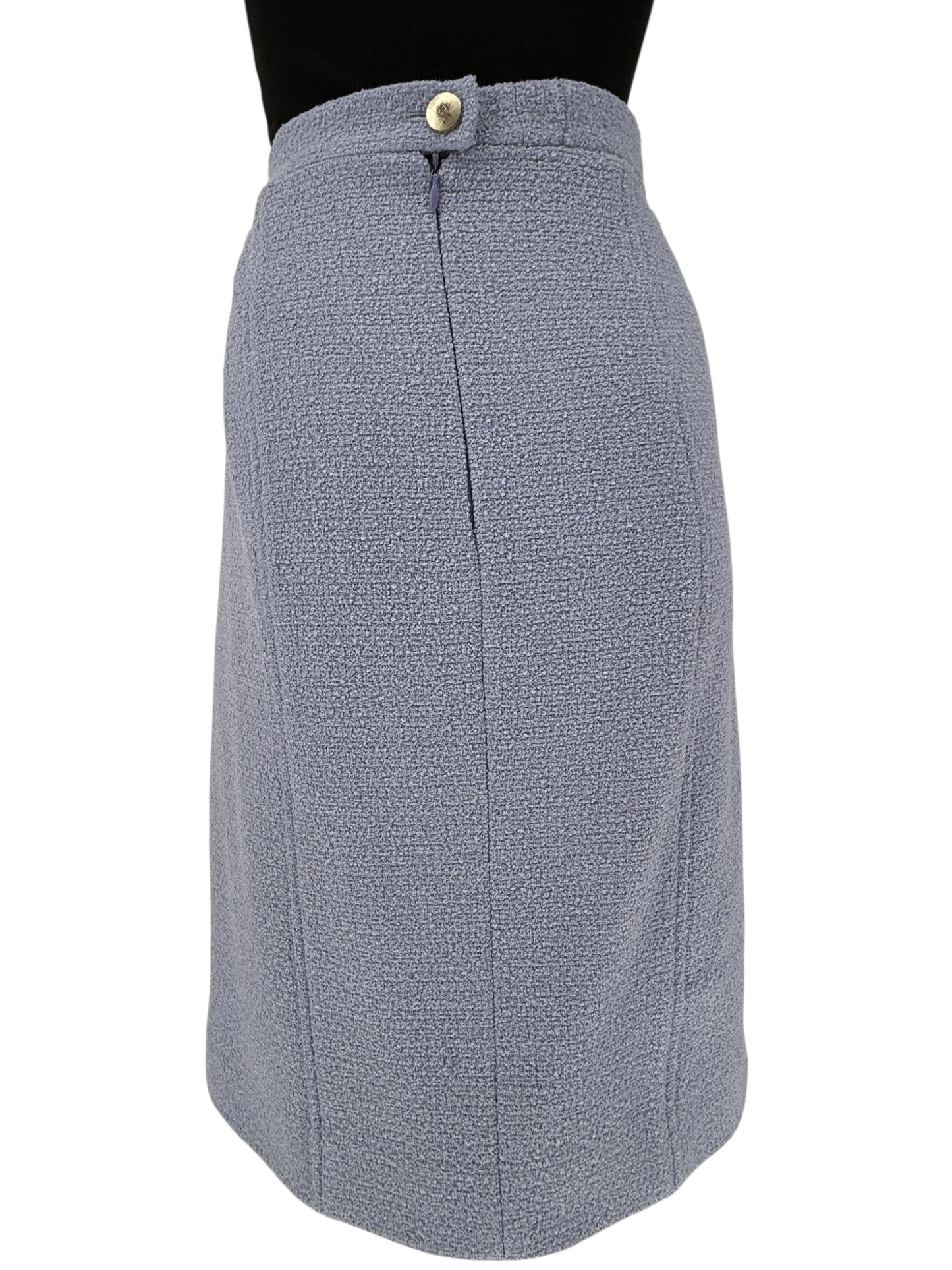Fall 1998 Chanel Boutique Periwinkle Tweed Skirt Suit – Size FR 46