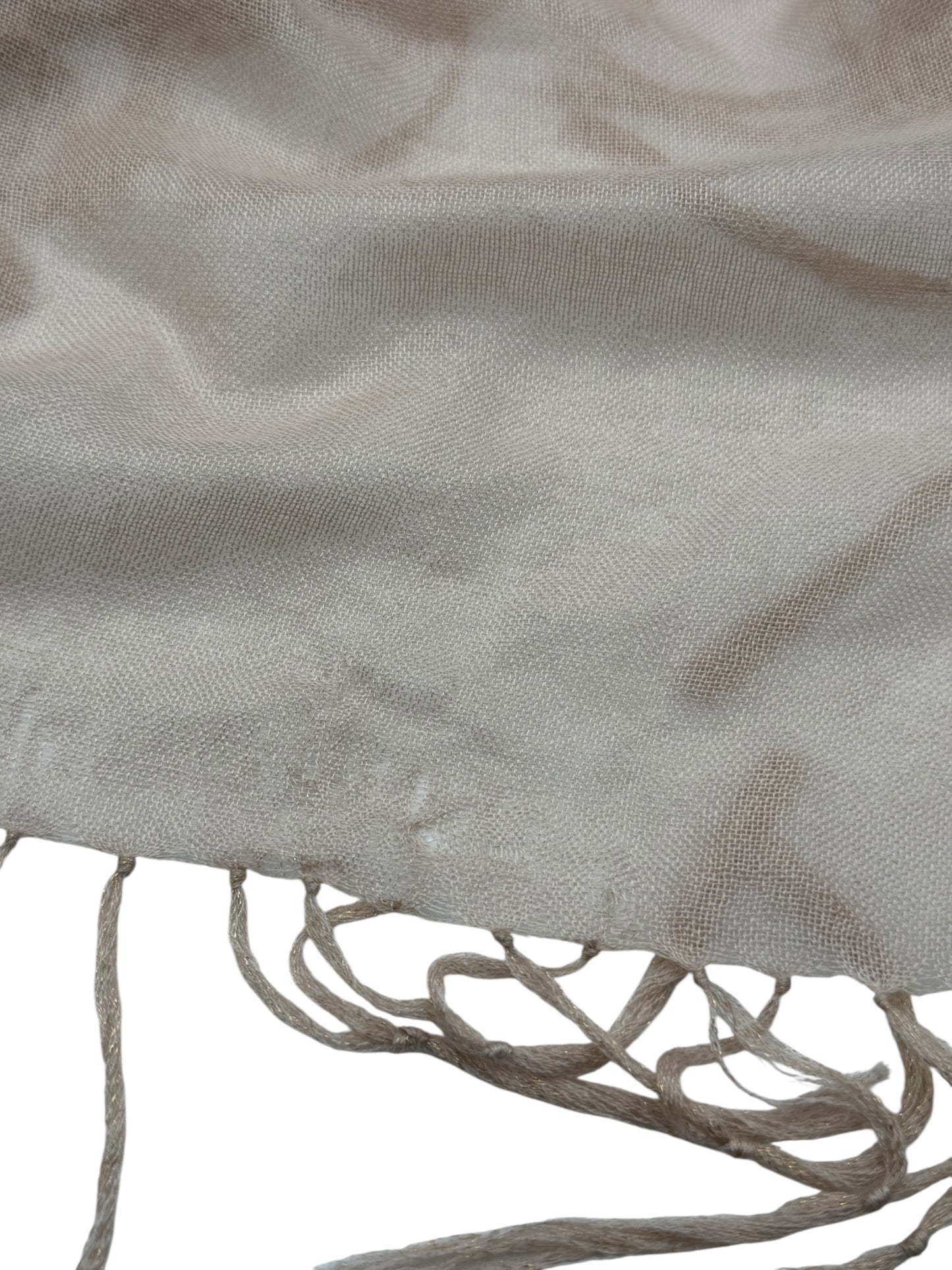 Brunello Cucinelli Beige Cashmere & Silk Fringed Scarf – 45" x 45"