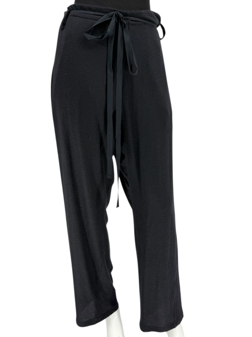 The Row Black Drop-Crotch Belted Knit Pants – Size XS