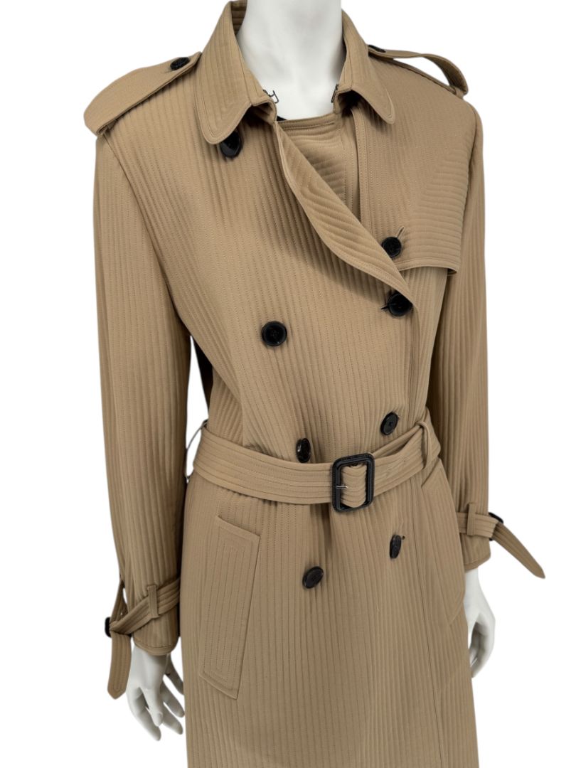 Valentino Camel Quilted Longline Trench Coat – Size IT 44 / US 10