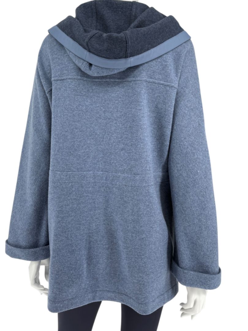 Loro Piana Blue Cashmere Blend Hooded Jacket with Leather Trim – Size M