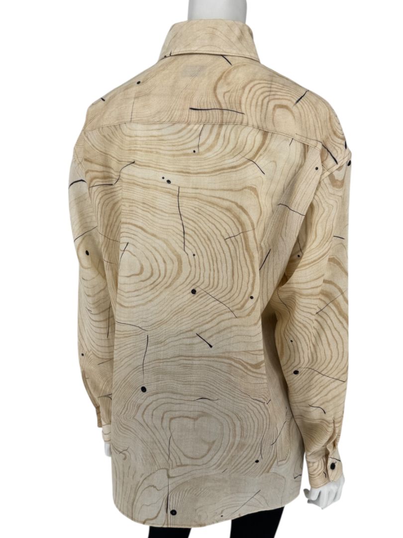 Lemaire Beige Woodgrain Print Button-Up Shirt – Size XS