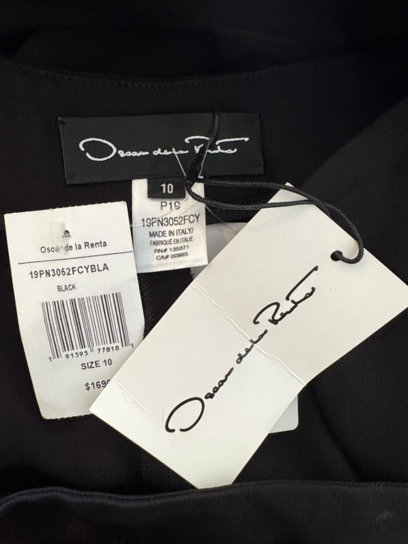 NWT Oscar de la Renta Black Asymmetric Overlay Pants – Size 10