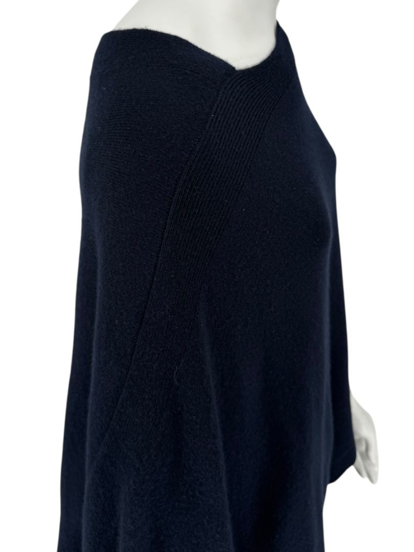 Tomas Maier Navy Blue 100% Cashmere Asymmetric Poncho Sweater – Size 2
